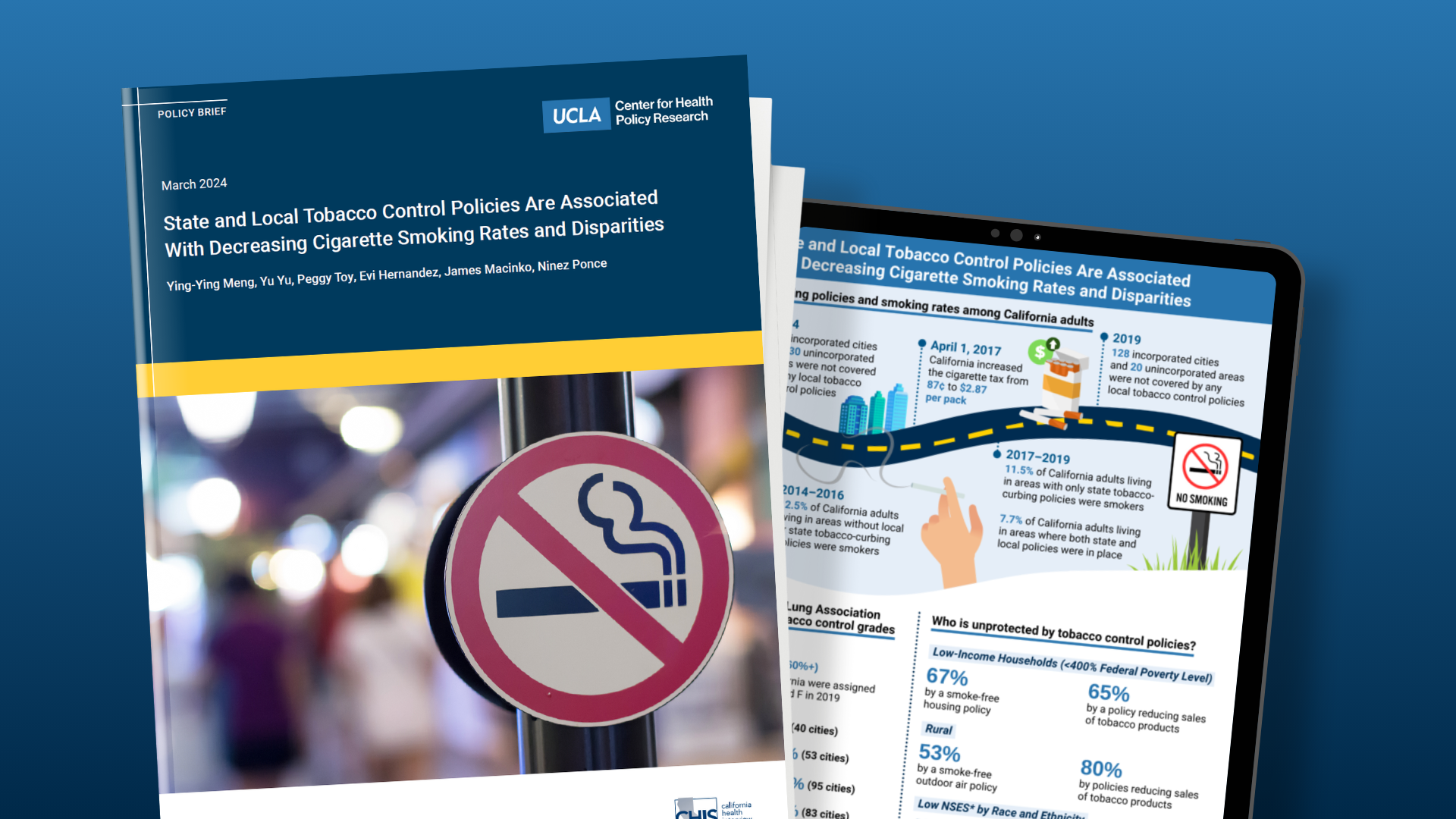 cover of policy brief: Tobacco Control Policies Are Associated With Decreasing Cigarette Smoking Rates and Disparities