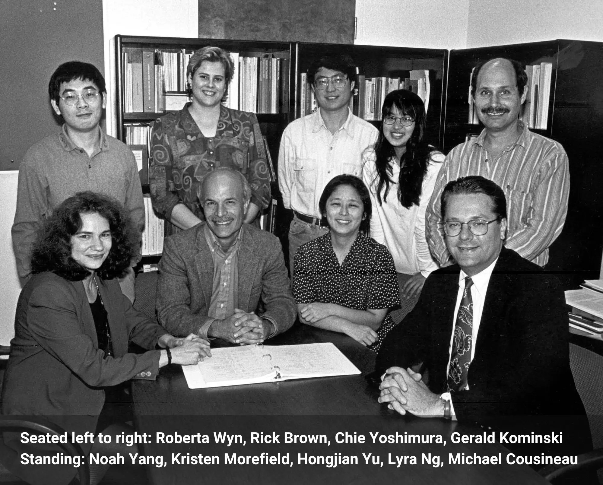 Photo of Roberta Wyn, Rick Brown, Chie Yoshimura, Gerald Kominski, Noah Yang, Kristen Morefield, Hongjian Yu, Lyra Ng, and Michael Cousins