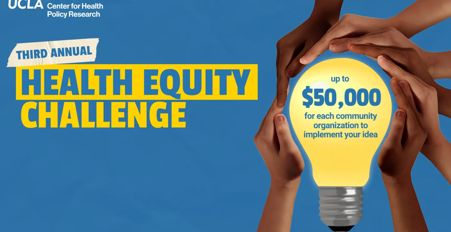 hands holding a lightbulb highlighting 50K prize for the Health Equity Challenge