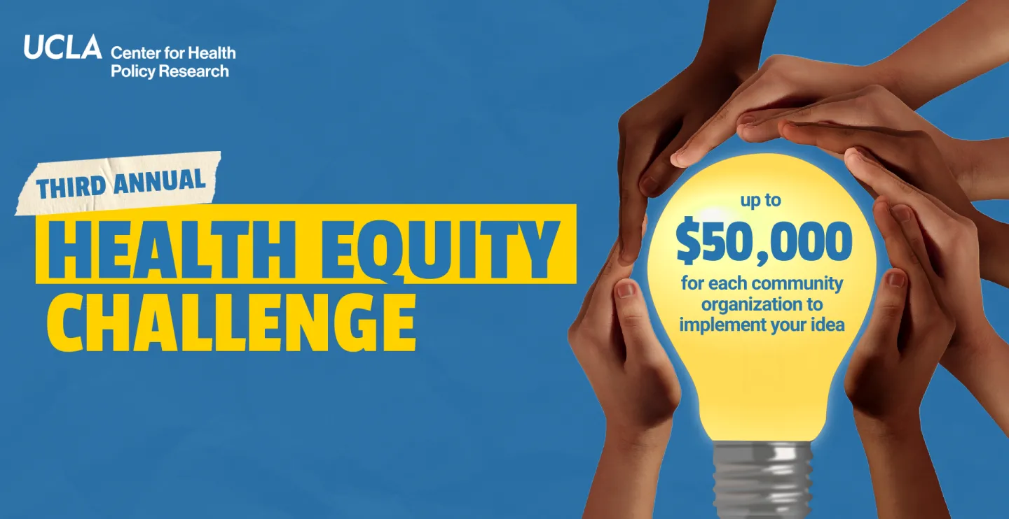 hands holding a lightbulb highlighting 50K prize for the Health Equity Challenge