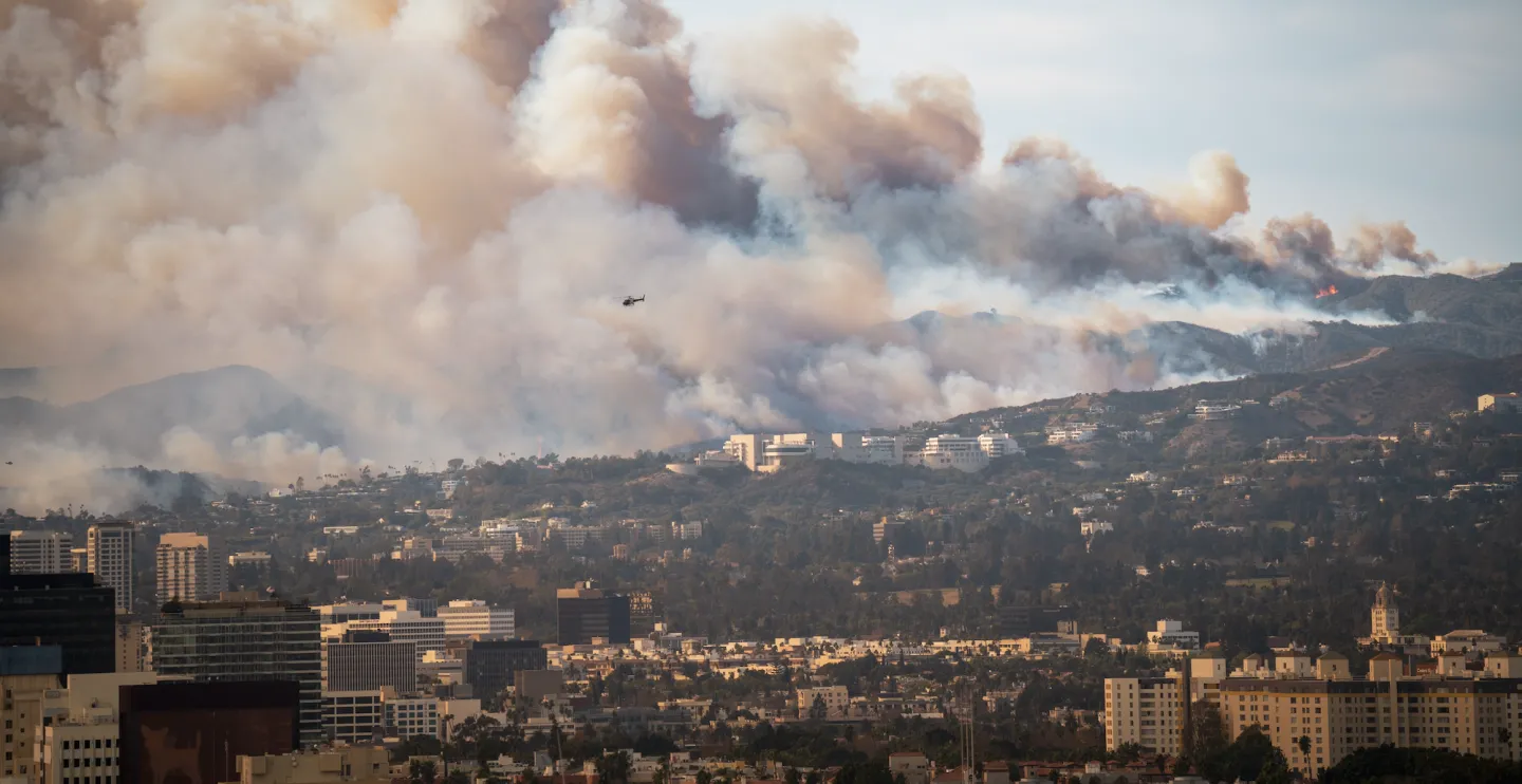 smoke coming from the hills in Los Angeles