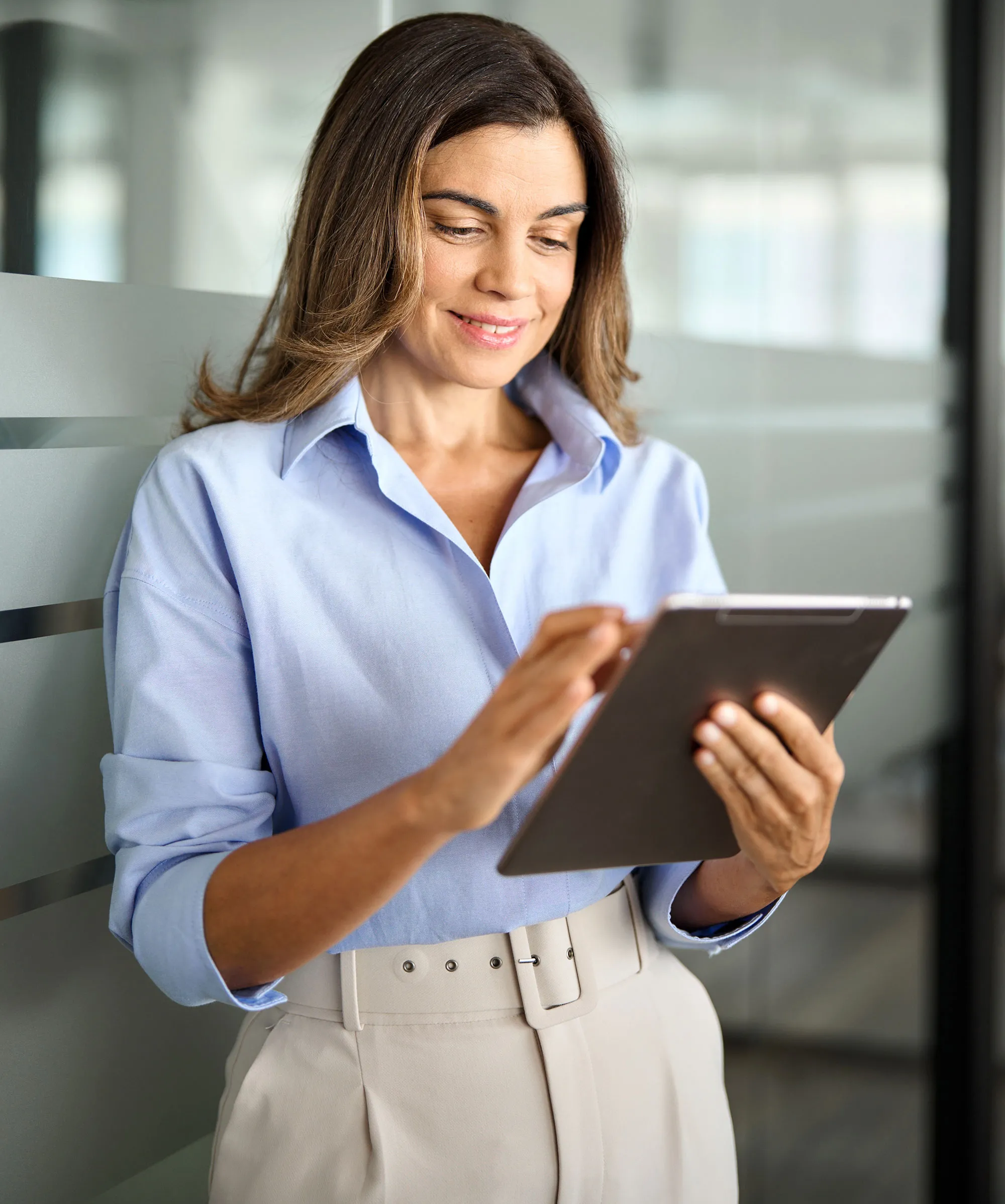 Woman reading newsletter