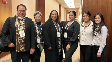 Left to right: Calvin Chang, Ninez Ponce, 'Alisi Tulua, Corina Penaia, Karla Thomas, and Brittany Morey.