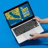 Image of laptop with front page of making an impact 2023 report