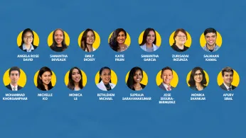 headshots of 15 Health Equity Challenge student finalists