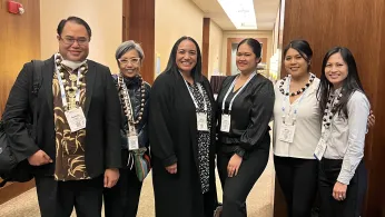 Left to right: Calvin Chang, Ninez Ponce, 'Alisi Tulua, Corina Penaia, Karla Thomas, and Brittany Morey.